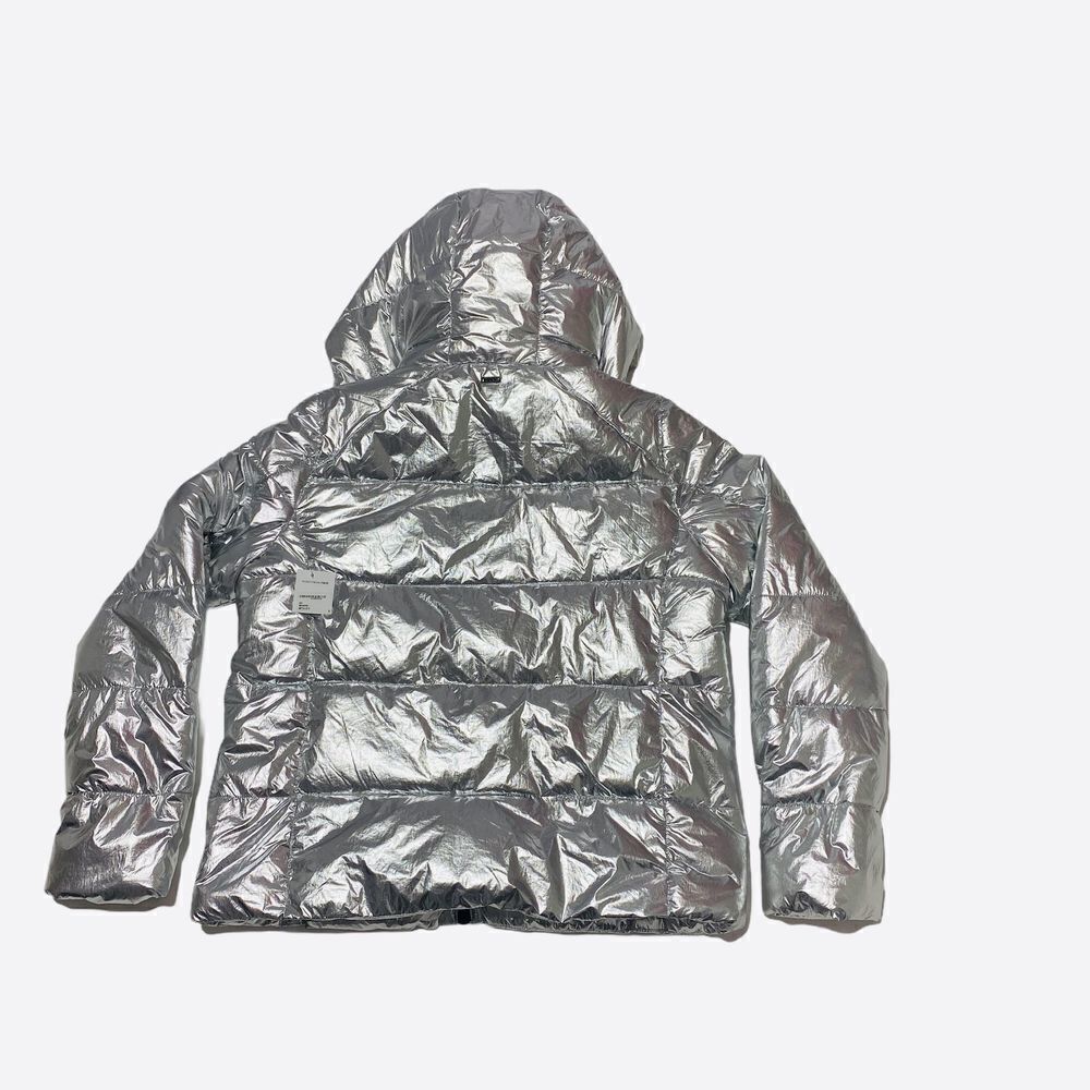 Andrew Marc Metallic Silver Puffer Jacket Large - Picture 8 of 15
